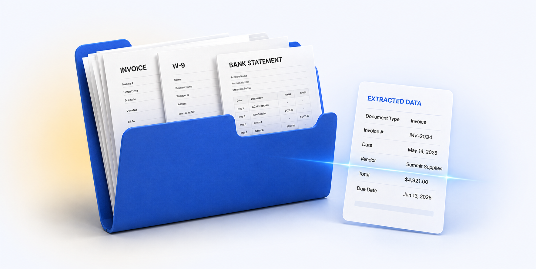 Documents organized for AI data extraction