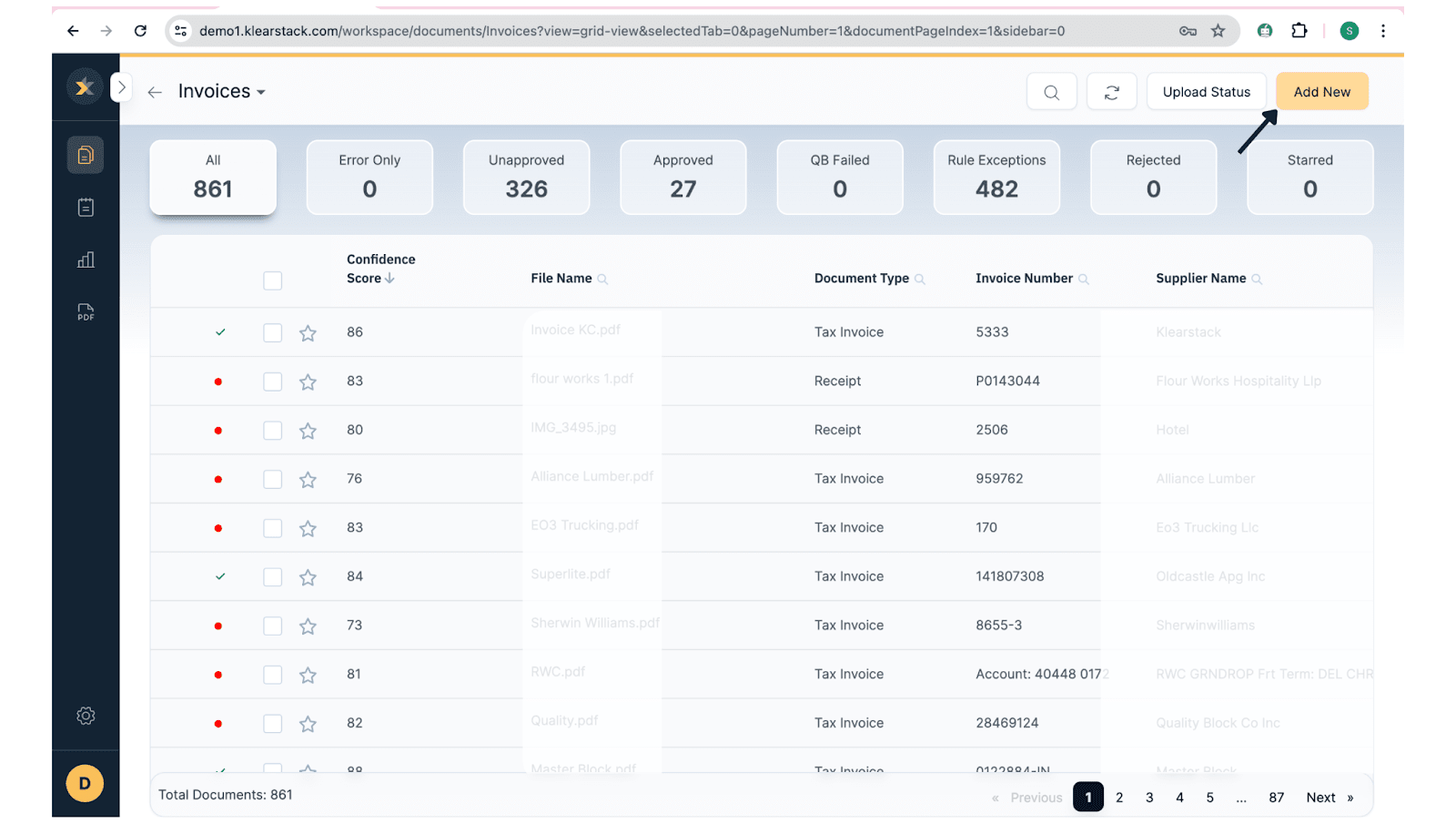 Upload the document that you have to process in KlearStack Tool