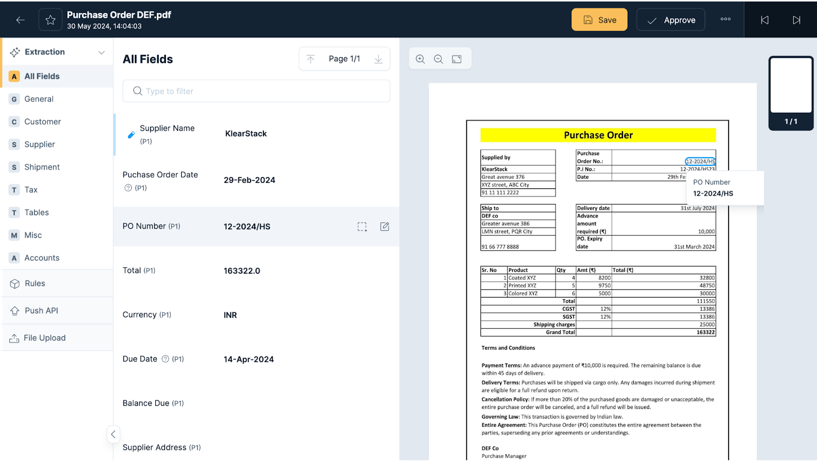 Extract Datas from Purchase Orders