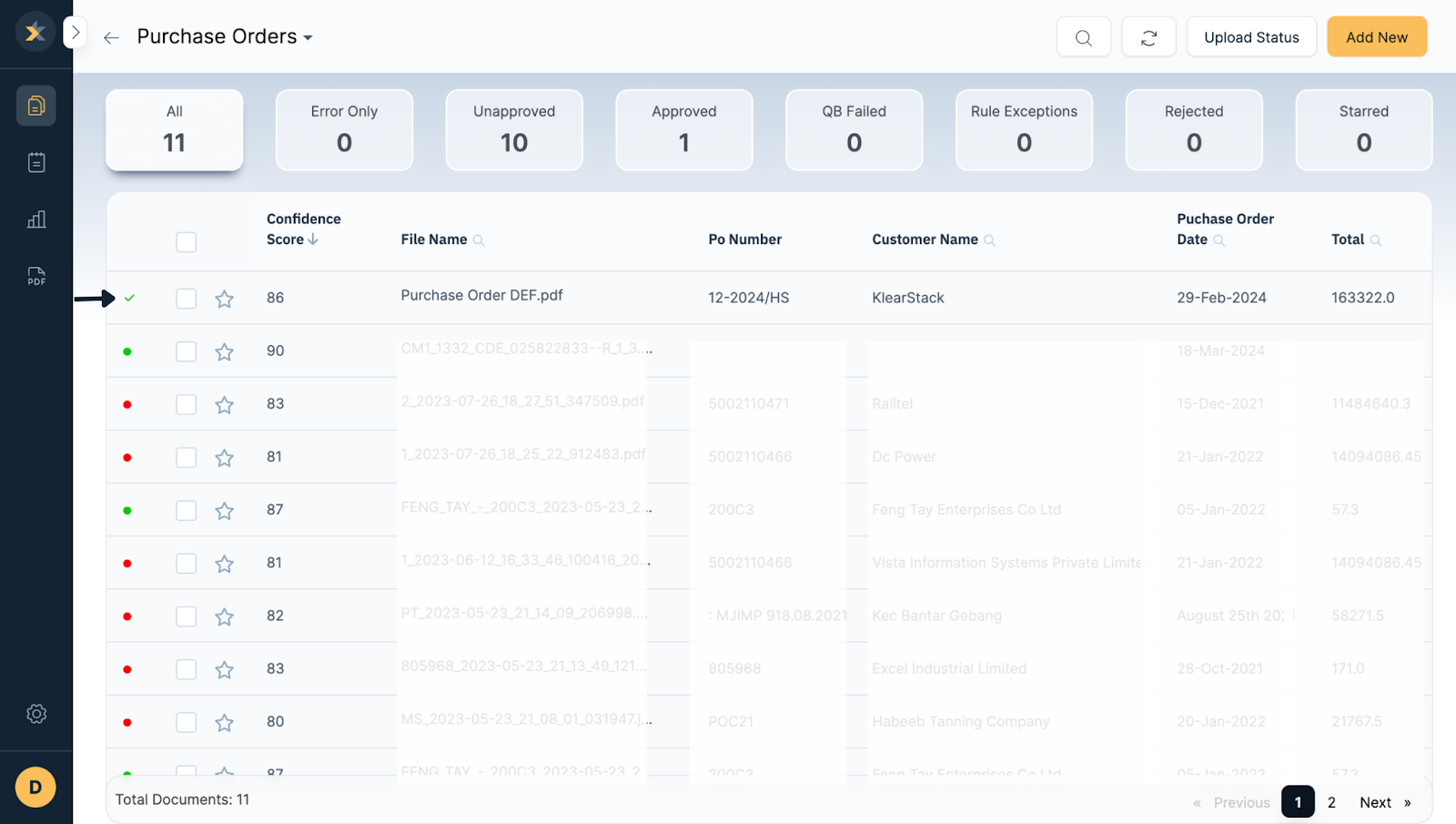 Extract Data from Purchase Orders